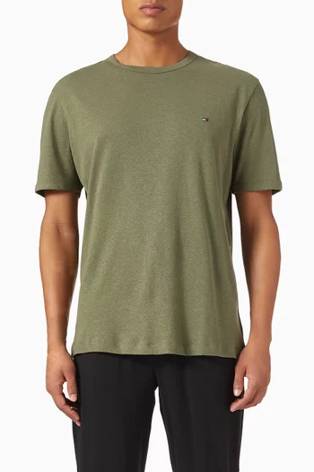 Logo T-shirt in Cotton-linen Blend