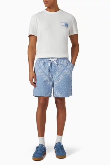 Printed Beach Shorts in Cotton Poplin