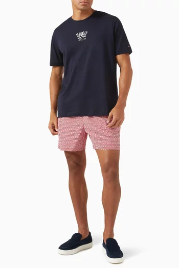 Printed Mid-length Swim Shorts in Nylon