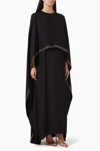 فستان سهرة بكاب مزين بالكريستال