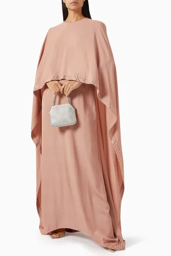 فستان سهرة بكاب مزين بالكريستال