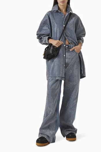 Crystal-embellished Wide-leg. Jeans in Denim