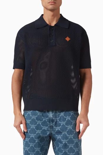 Logo Polo Shirt in Crochet