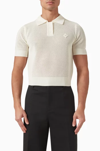 Logo Polo Shirt in Crochet