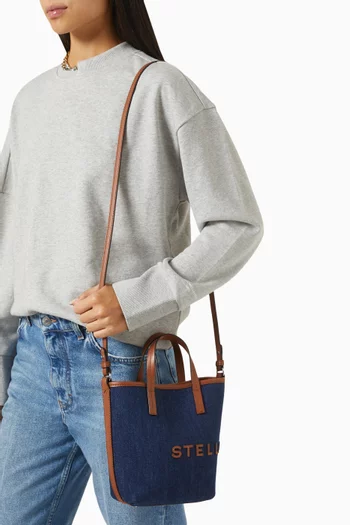 Logo Crossbody Tote Bag in Denim