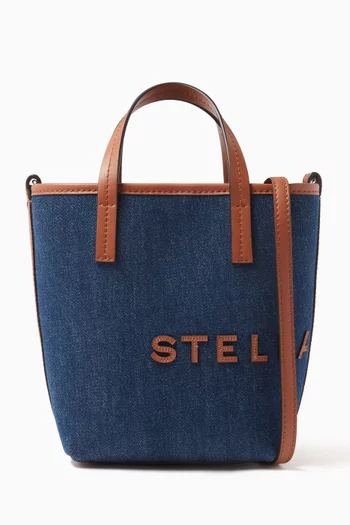 Logo Crossbody Tote Bag in Denim