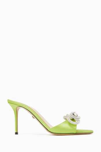 Double Bow 85 Mule Sandals in Satin
