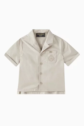 Embroidered Logo Shirt in Poplin