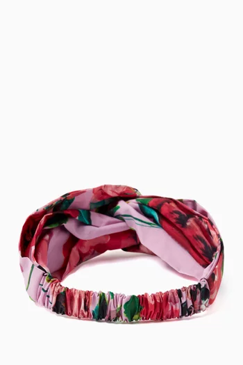 Floral-print Headband in Satin