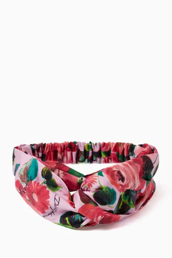 Floral-print Headband in Satin