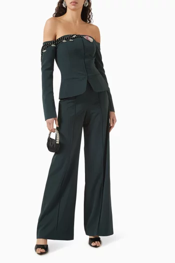 Off-shoulder Crystal-tulip Jacket