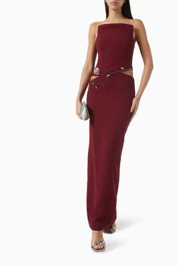 فستان سهرة انلوك بأشرطة مطرزة بالكريستال