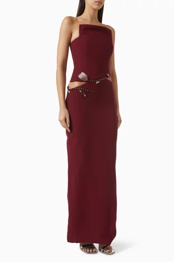 فستان سهرة انلوك بأشرطة مطرزة بالكريستال