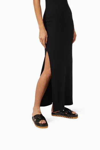Sneak-elyse Twisted Sandals in Patent Faux Leather