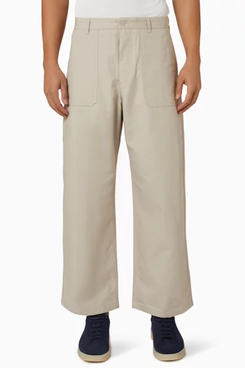 Wide-Leg Cotton Utility Trousers