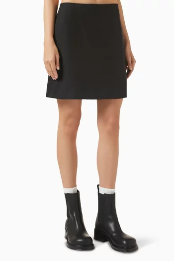 Wrap-Effect Wool Mini Skirt