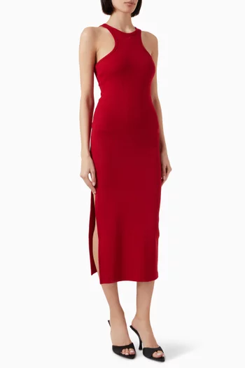 90's Scuba Midi Dress in Cotton Blend
