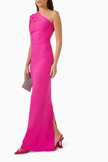 فستان سهرة كورا بكتف مكشوف كريب