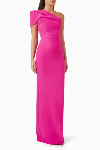 فستان سهرة كورا بكتف مكشوف كريب