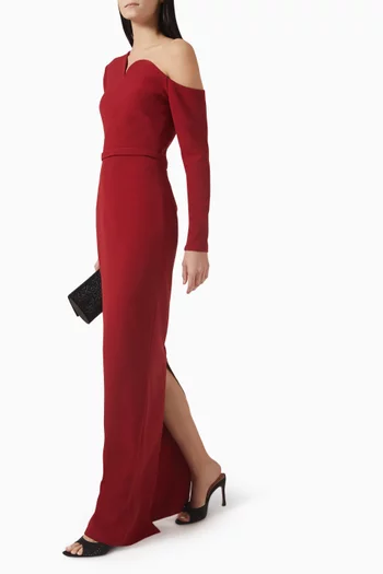 فستان سهرة جولييتا بتصميم غير متماثل كريب ثقيل