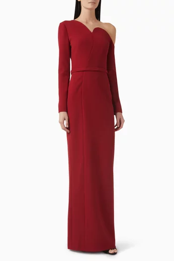 فستان سهرة جولييتا بتصميم غير متماثل كريب ثقيل