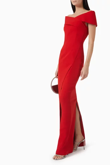 فستان سهرة جوكس بأكتاف مكشوفة كريب ثقيل