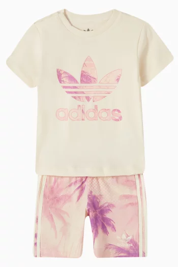 Palms T-shirt & Shorts Set in Cotton-blend