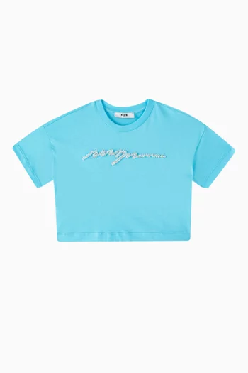 Crystal Logo Cropped T-shirt in Cotton