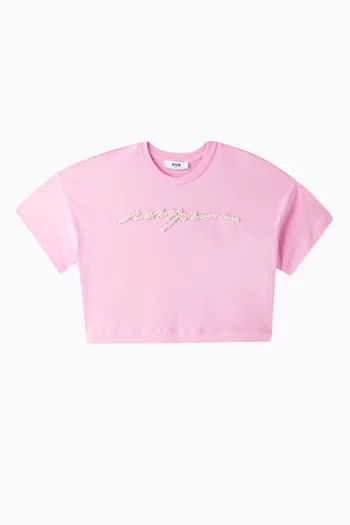 Crystal Logo Cropped T-shirt in Cotton