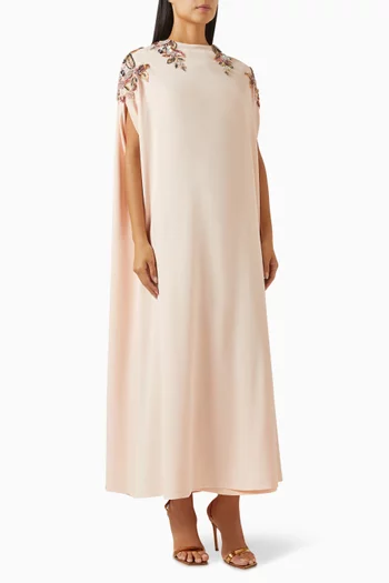 Embroidered Kaftan in Crepe