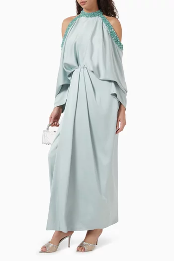 Ophelia Bead-embellished Dress in Satin