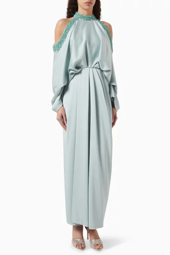 Ophelia Bead-embellished Dress in Satin