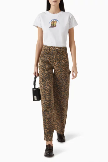 Leopard-print Cargo Jeans in Denim