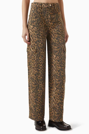 Leopard-print Cargo Jeans in Denim