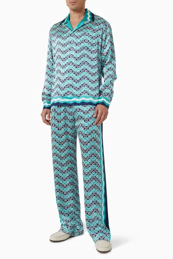Monogram Wave Pants in Silk