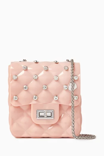 Rhinestone-embellished Crossbody Bag in Faux-leather