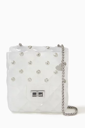 Rhinestone-embellished Crossbody Bag in Faux-leather
