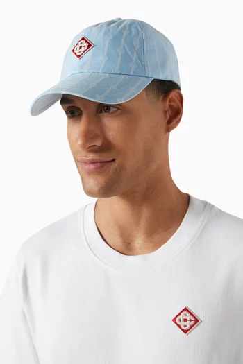 Laurel Stripe Logo Patch Cap in Cotton Blend