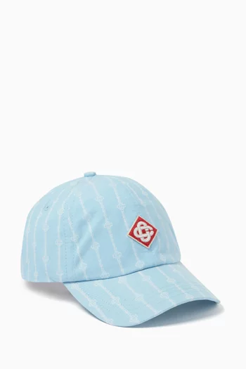 Laurel Stripe Logo Patch Cap in Cotton Blend