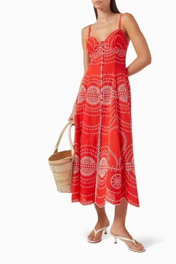 Catta Embroidered Dress in Cotton Blend