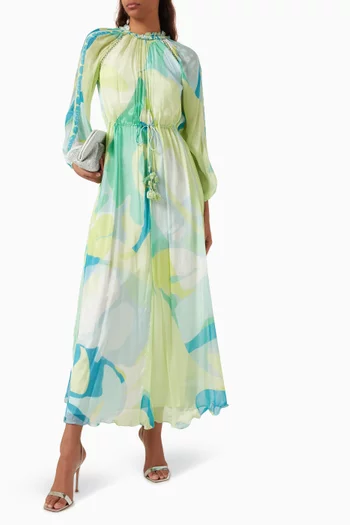 Abstract-print Maxi Dress in Chiffon