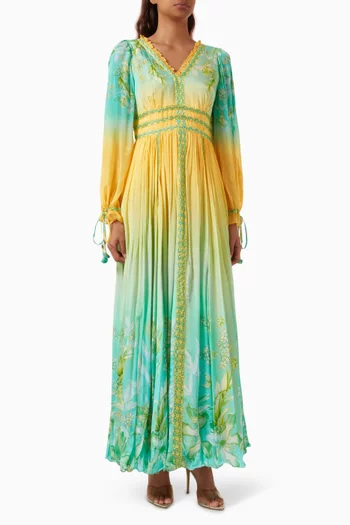 Floral-print Maxi Dress in Chiffon