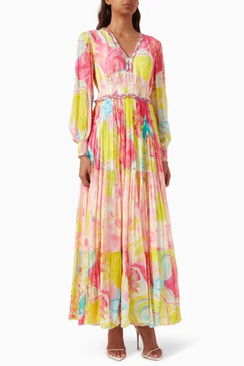 Printed Tiered Maxi Dress in Chiffon