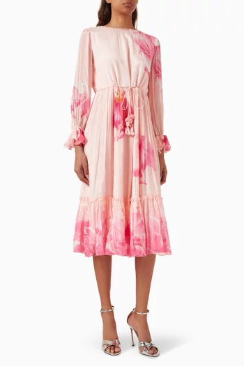 Floral-print Maxi Dress in Chiffon