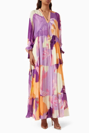 Printed Tiered Dress in Chiffon