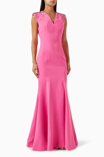 Crystal-embellished Gown in Crepe