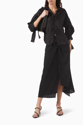 Tie-up Top in Linen-blend