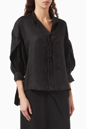 Tie-up Top in Linen-blend
