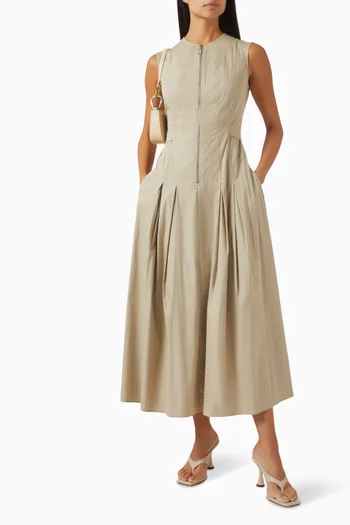 Zip Cut-out Midi Dress in Cotton-blend