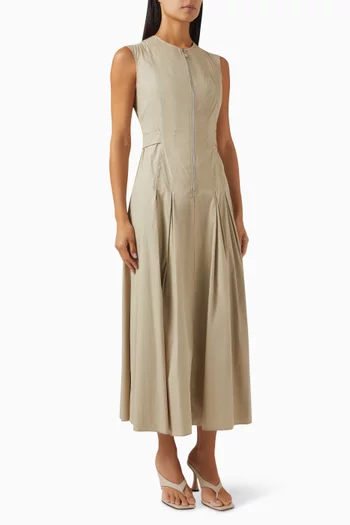 Zip Cut-out Midi Dress in Cotton-blend